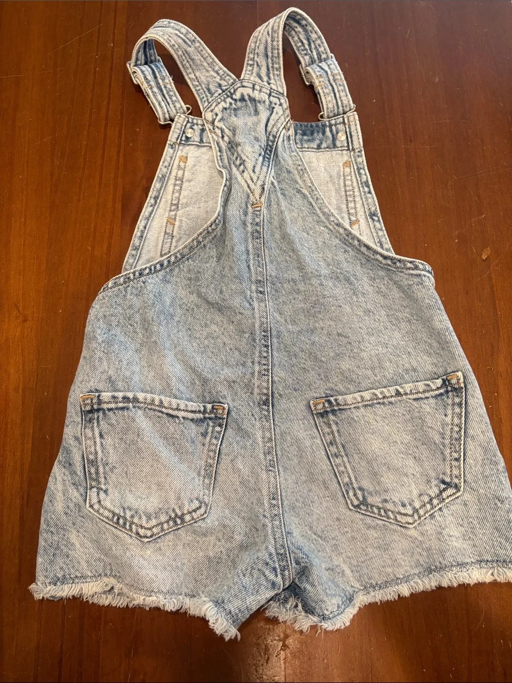 GIRLS GAP Distressed Light Blue Denim Shortalls